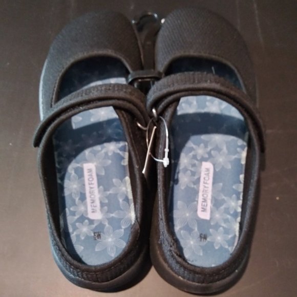 Black Nylon Mary Jane Memory Foam Comfort Loafers - Picture 3 of 9